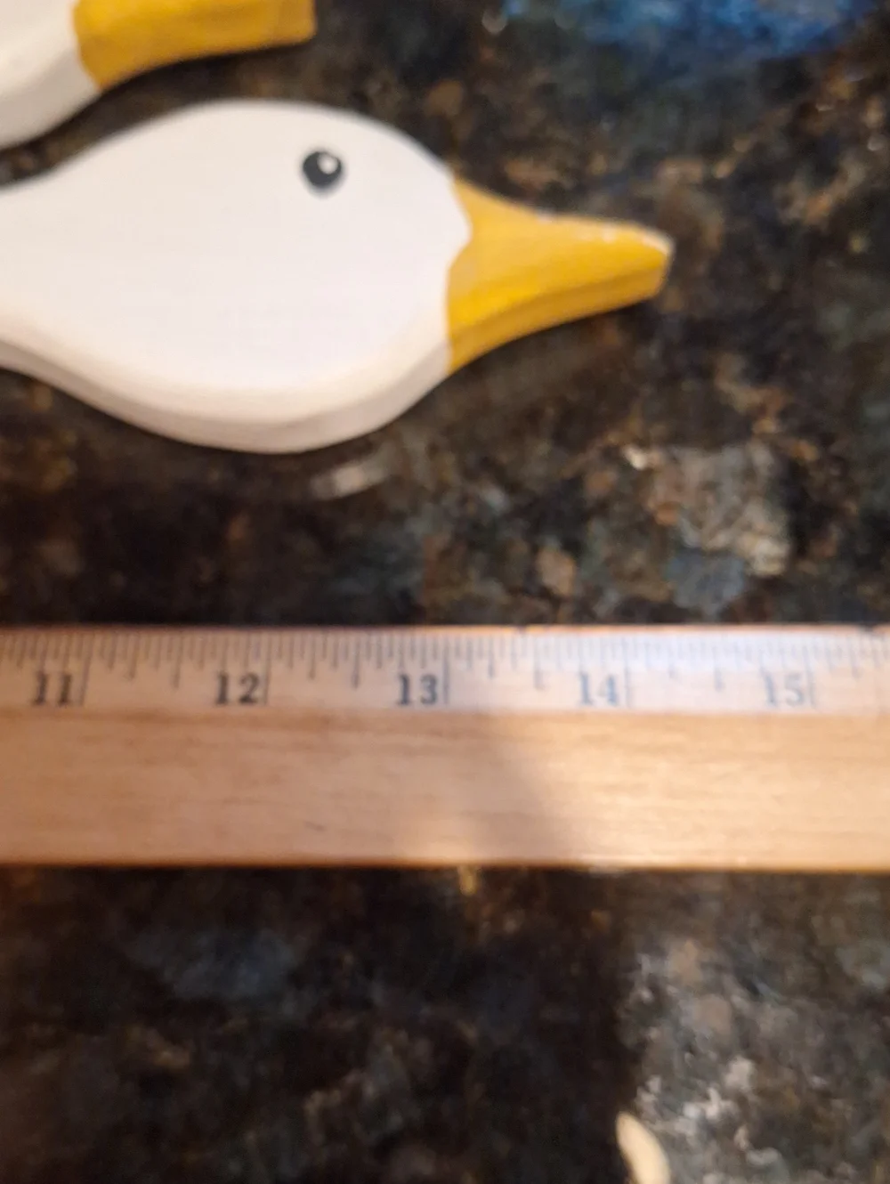 Vtg. Handmade White Wooden Goose Towel Holder with Oak Mount - Home Accents